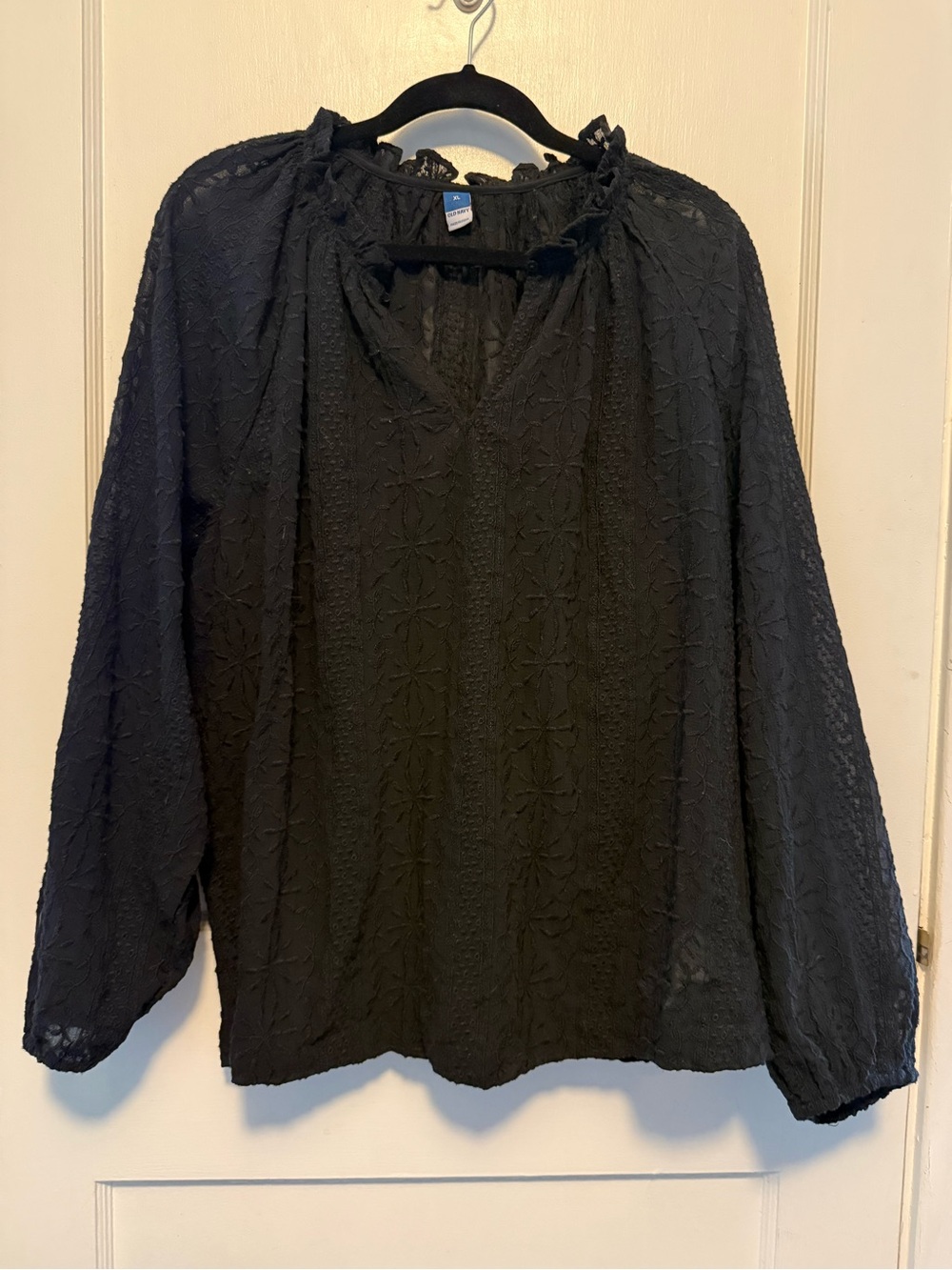 Old Navy Black Lace Peasant Top
